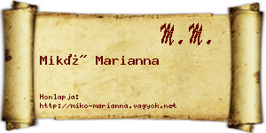 Mikó Marianna névjegykártya
